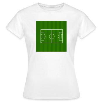 Fussballfeld Minimal Linienkunst - Frauen T-Shirt - Weiß - Vorne - AI Model Female 172 dark (172cm)