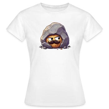 Stein mit Schnurrbart Maskottchen - Frauen T-Shirt - Weiß - Vorne - AI Model Female 172 dark (172cm)