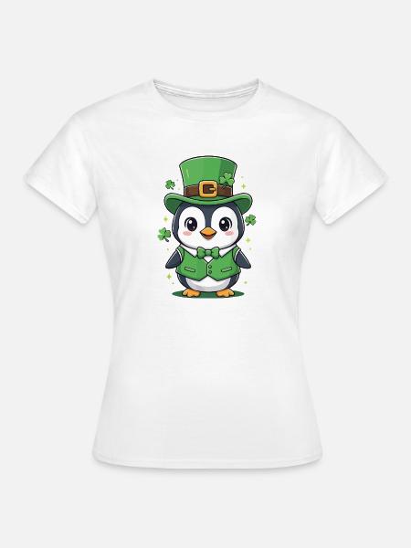 Leprechaun Pinguin - Frauen T-Shirt - Weiß