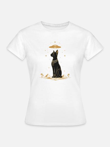 Ägyptische UFO-Katze - Frauen T-Shirt - Weiß