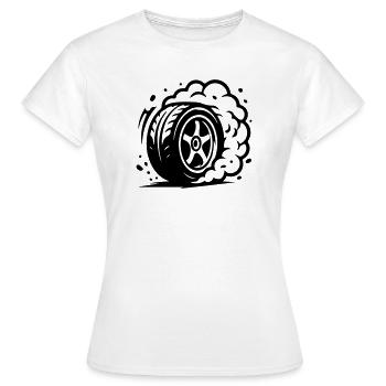Icône de dérapage de pneus de voiture - T-shirt Femme - blanc - Devant - AI Model Female 172 dark (172cm)