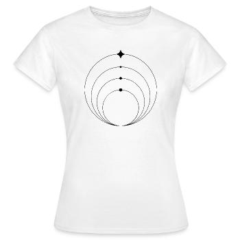 Icône Orbite Minimaliste | Monde géométrique - T-shirt Femme - blanc - Devant - AI Model Female 172 dark (172cm)
