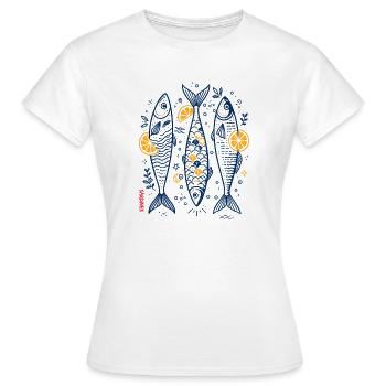Drei Fische mit Zitrus-Details - Frauen T-Shirt - Weiß - Vorne - AI Model Female 172 dark (172cm)