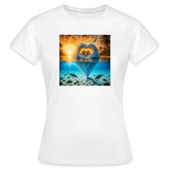 Herz Eisberg mit Eisbären am Tropenstrand - T-shirt Femme - blanc - Devant - AI Model Female 172 dark (172cm)