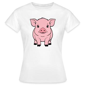 Schwein Schweinchen Bauern Geschenk Landwirt - Frauen T-Shirt - Weiß - Vorne - AI Model Female 172 dark (172cm)