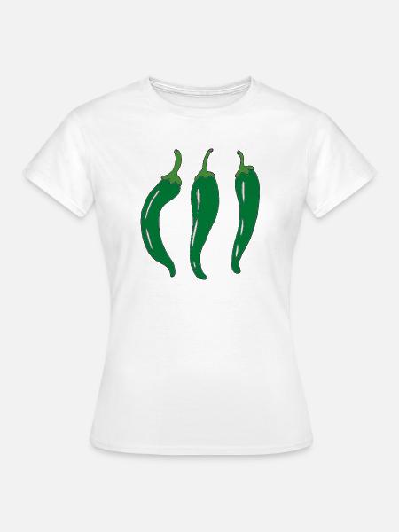 Drei Grüne Chilischoten - Frauen T-Shirt - Weiß