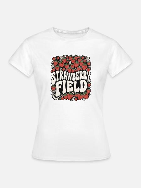Retro Strawberry Field - Frauen T-Shirt - Weiß