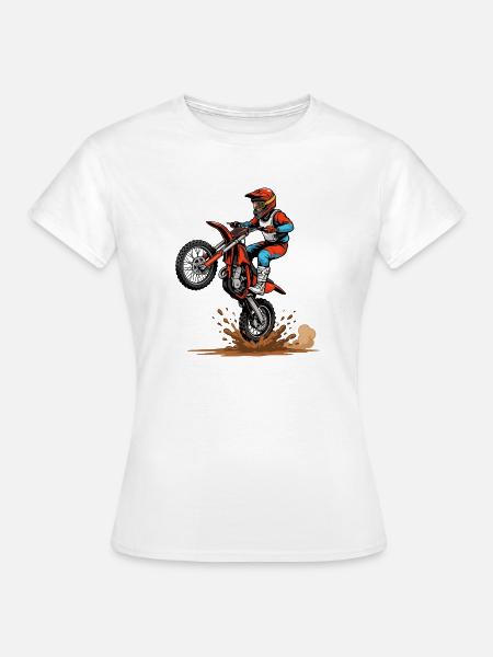 Motocross Sprung im Schlamm - Frauen T-Shirt - Weiß