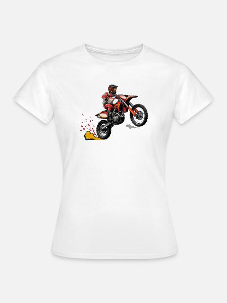 Motocross Sprung Illustration - Frauen T-Shirt - Weiß