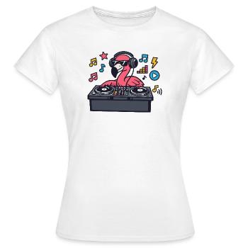 Flamingo DJ im Plattenteller-Style - Frauen T-Shirt - Weiß - Vorne - AI Model Female 172 dark (172cm)