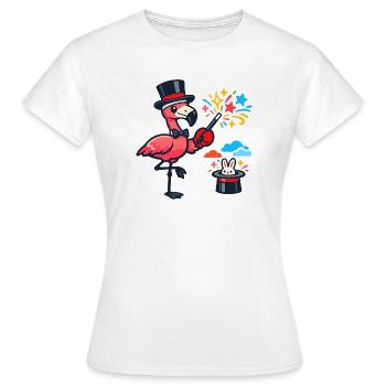Sorcier Flamant Rose au Chapeau - T-shirt Femme - blanc - Devant - AI Model Female 172 dark (172cm)