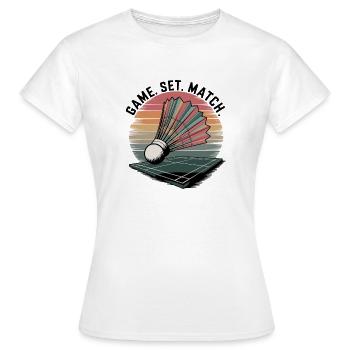 Game Set Match Badminton Retro Stil Federball - Frauen T-Shirt - Weiß - Vorne - AI Model Female 172 dark (172cm)
