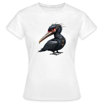 Mechanischer Vogel mit Totenkopfhalskette - Frauen T-Shirt - Weiß - Vorne - AI Model Female 172 dark (172cm)