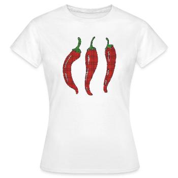 Mosaik Chili Trio - Frauen T-Shirt - Weiß - Vorne - AI Model Female 172 dark (172cm)