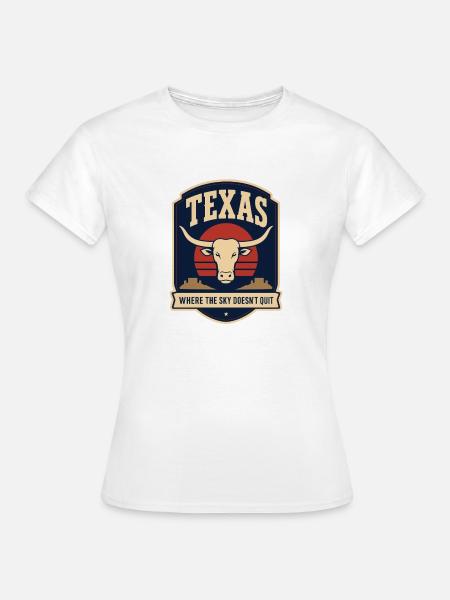Texas Longhorn Sunset Abzeichen - Frauen T-Shirt - Weiß
