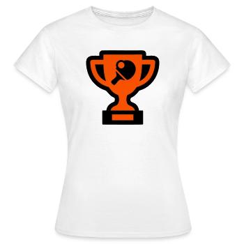 Tischtennis Pokal Tischtennisturnier Sieger - Frauen T-Shirt - Weiß - Vorne - AI Model Female 172 dark (172cm)