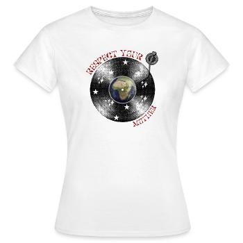 Retro-Vinyl Respektiere deine Mutter Erde Vintage - Frauen T-Shirt - Weiß - Vorne - AI Model Female 172 dark (172cm)