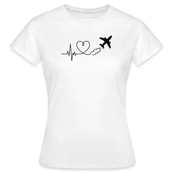Flugzeug-Herzschlag-Reise - Frauen T-Shirt - Weiß - Vorne - AI Model Female 172 dark (172cm)