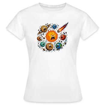 Soleil furieux et planètes chaotiques - T-shirt Femme - blanc - Devant - AI Model Female 172 dark (172cm)