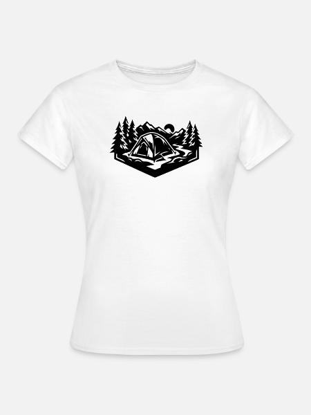 Zelt Camping Wald - Frauen T-Shirt - Weiß