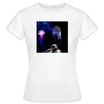 Kosmische Qualle und Astro-Auge - Frauen T-Shirt - Weiß - Vorne - AI Model Female 172 dark (172cm)