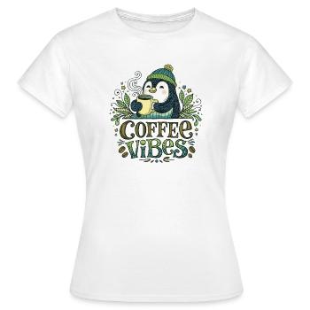 Penguin Coffee Vibes - Frauen T-Shirt - Weiß - Vorne - AI Model Female 172 dark (172cm)