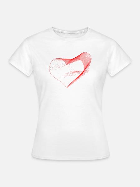 Geometrisches Herz – Rote generative Linienzeichnung - Frauen T-Shirt - Weiß