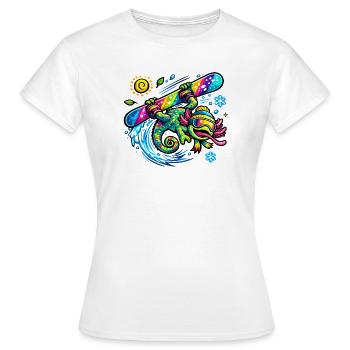 Regenbogen-Chamä Surfboard - Frauen T-Shirt - Weiß - Vorne - AI Model Female 172 dark (172cm)