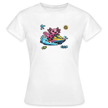 Éclaboussure néon en jet ski Axolotl - T-shirt Femme - blanc - Devant - AI Model Female 172 dark (172cm)