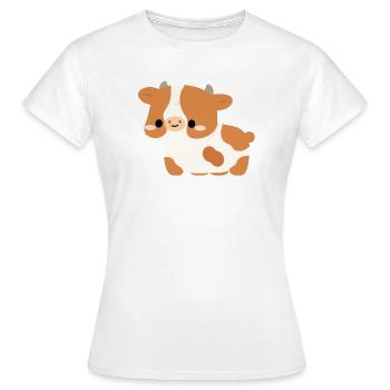 Guernsey-Kuhkalb - Frauen T-Shirt - Weiß - Vorne - AI Model Female 172 dark (172cm)