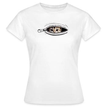 Cat Zipper Cat Mom Cat Cute Cats - Women's T-Shirt - white - Front - AI Model Female 172 dark (172cm)