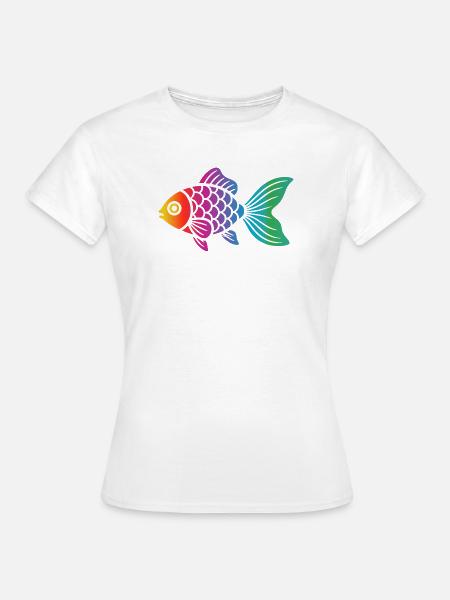 Bunter Fisch | Modernes Meeresmotiv - Frauen T-Shirt - Weiß