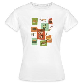 Kunterbuntes Sushi Pop art - Frauen T-Shirt - Weiß - Vorne - AI Model Female 172 dark (172cm)