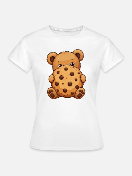 Kuschelbär mit Keks - Frauen T-Shirt - Weiß