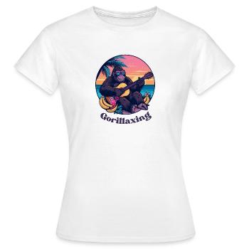 Gorillaxing Urlaub mit Gitarre und Cocktail  - Frauen T-Shirt - Weiß - Vorne - AI Model Female 172 dark (172cm)
