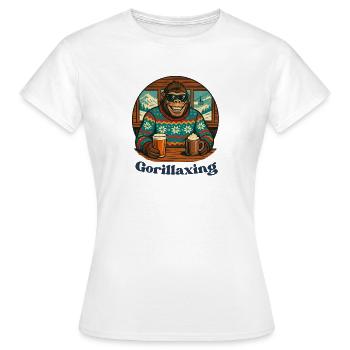 Gorillaxing Apres Ski Hütte Gorilla - Frauen T-Shirt - Weiß - Vorne - AI Model Female 172 dark (172cm)