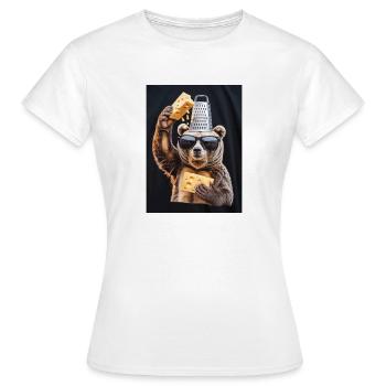 Bär mit Käse, Reibe und Sonnenbrille - Frauen T-Shirt - Weiß - Vorne - AI Model Female 172 dark (172cm)