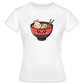 Kawaii Ramen Bowl Sticker - Women's T-Shirt - white - Front - AI Model Female 172 dark (172cm)