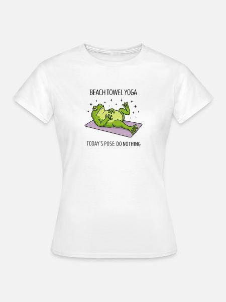 Strandhandtuch Yoga-Frosch - Frauen T-Shirt - Weiß