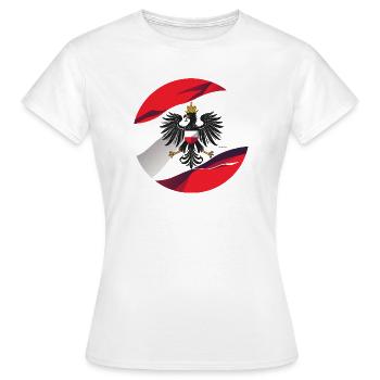 Österreich Wappen Fahne - Frauen T-Shirt - Weiß - Vorne - AI Model Female 172 dark (172cm)