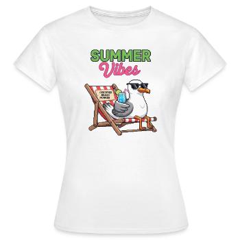 Sommervibes Gans auf einem Liegestuhl - Frauen T-Shirt - Weiß - Vorne - AI Model Female 172 dark (172cm)