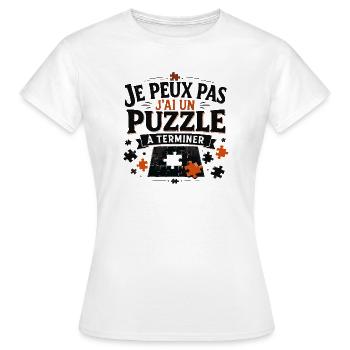 Je Peux Pas J’ai Un Puzzle À Terminer - T-shirt Femme - blanc - Devant - AI Model Female 172 dark (172cm)