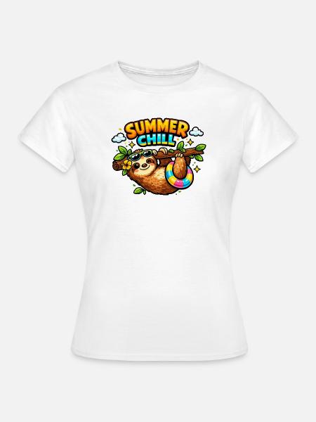 Sommerfaulenzen Faultier Cartoon - Frauen T-Shirt - Weiß