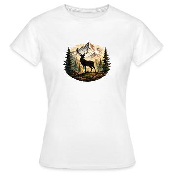 Hirschsilhouette im Bergwald - Frauen T-Shirt - Weiß - Vorne - AI Model Female 172 dark (172cm)