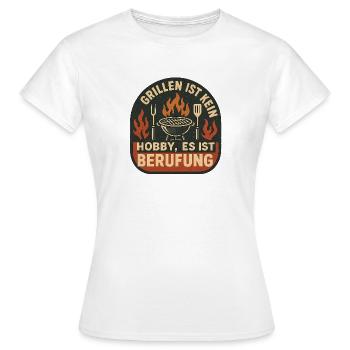 Grillen ist Berufung Patch - Frauen T-Shirt - Weiß - Vorne - AI Model Female 172 dark (172cm)
