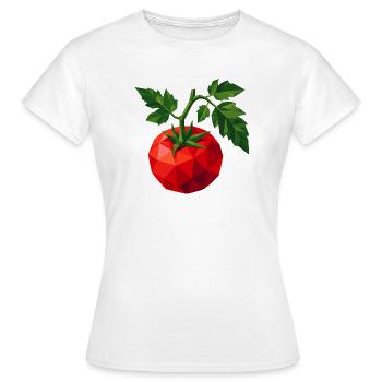 Geometrische Tomate | Polygon Gemüsemotiv - Frauen T-Shirt - Weiß - Vorne - AI Model Female 172 dark (172cm)