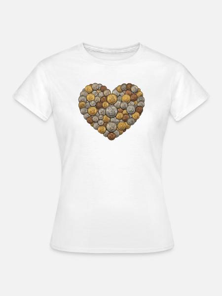 Herz aus Münzen - Frauen T-Shirt - Weiß