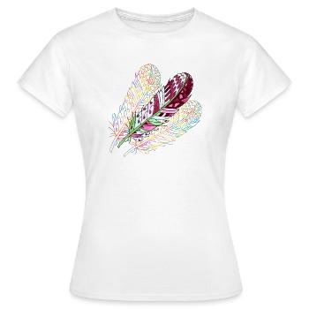 Feder - Frauen T-Shirt - Weiß - Vorne - AI Model Female 172 dark (172cm)