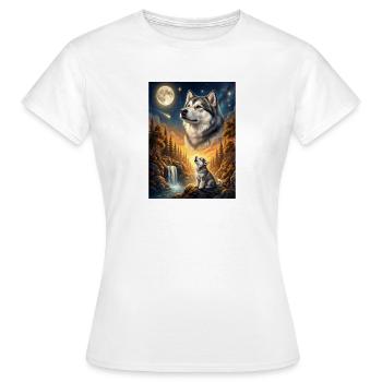 Hurler à la Lune Chien Mème d’Alaska - T-shirt Femme - blanc - Devant - AI Model Female 172 dark (172cm)
