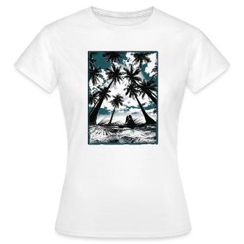 Plage Palmiers Soleil Mer - T-shirt Femme - blanc - Devant - AI Model Female 172 dark (172cm)